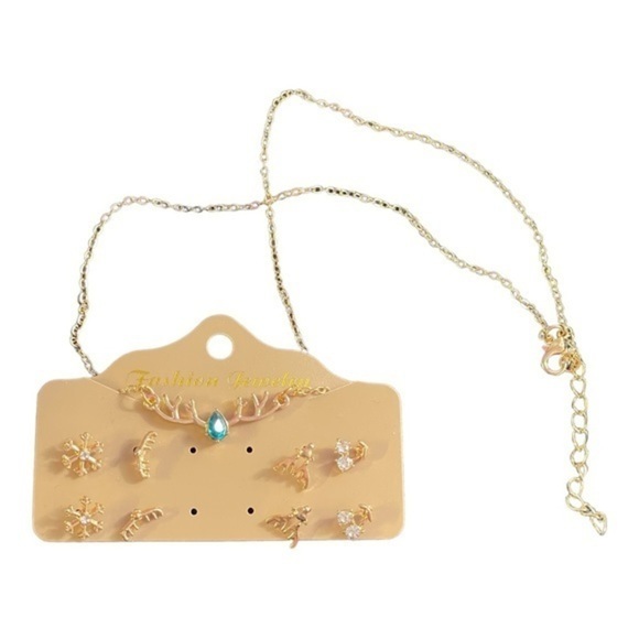 Reindeer Set of 4 Earring + Necklace - Picture 2 of 6
